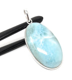 Natural Larimar Pendant, Sterling Silver Gemstone Jewelry, Wholesale DIY Pendants Jewelry Supplies, Gifts for Her, 47.65x22.25mm