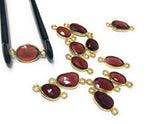 5 Pcs Garnet Connectors, Gold Plated Sterling Silver Gemstone Connectors, Jewelry Findings for DIY Jewelry Making, Jewelry Supplies, Garnet