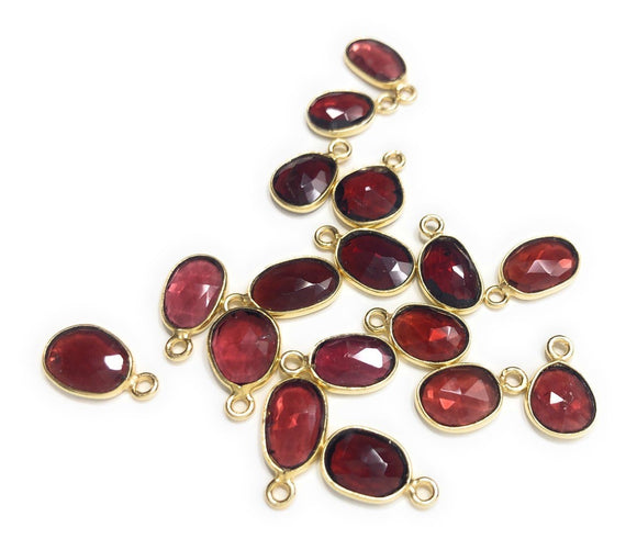 Wholesale Garnet Gemstone Charms, Gold Plated Sterling Silver Charms, Jewelry Findings for DIY Jewelry Making, Jewelry Supplies, 4 PC/5 PC