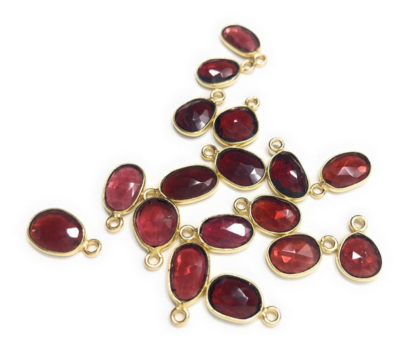 Wholesale Garnet Gemstone Charms, Gold Plated Sterling Silver Charms, Jewelry Findings for DIY Jewelry Making, Jewelry Supplies, 4 PC/5 PC