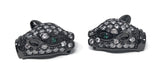 CZ Micro Pave Gun Metal Leopard Head Beads, Jewelry Findings for DIY Jewelry Making , Leopard Beads Jewelry Supplies, 17mm X 9.5mm