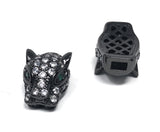 CZ Micro Pave Gun Metal Leopard Head Beads, Jewelry Findings for DIY Jewelry Making , Leopard Beads Jewelry Supplies, 17mm X 9.5mm