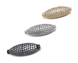 CZ Micro Pave Beads, Spacer Beads, Jewelry Supplies, Jewelry Findings for DIY Jewelry Making, Football Pave Beads, 29mm X 10mm, 1 Pc