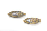 CZ Micro Pave Beads, Spacer Beads, Jewelry Supplies, Jewelry Findings for DIY Jewelry Making, Football Pave Beads, 29mm X 10mm, 1 Pc