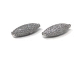 CZ Micro Pave Beads, Spacer Beads, Jewelry Supplies, Jewelry Findings for DIY Jewelry Making, Football Pave Beads, 29mm X 10mm, 1 Pc