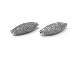 CZ Micro Pave Beads, Spacer Beads, Jewelry Supplies, Jewelry Findings for DIY Jewelry Making, Football Pave Beads, 29mm X 10mm, 1 Pc