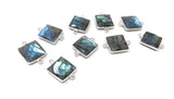 9 Pcs Labradorite Gemstone Connector, Sterling Silver Double Bail Connectors Charms for DIY Jewelry Making, 20x14mm
