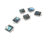 9 Pcs Labradorite Gemstone Connector, Sterling Silver Double Bail Connectors Charms for DIY Jewelry Making, 20x14mm