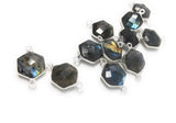 13 Pcs Silver Labradorite Connectors, Natural Labradorite Double Bail Connectors, Bulk Connector Charms, 19.5x12.5mm