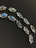 4 Pcs Labradorite Gemstone Connector, Sterling Silver Connectors, Wholesale Jewelry Findings for Jewelry Making, 19.5x9.5mm