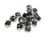 4 Pcs Labradorite Gemstone Connector, Sterling Silver Connectors, Wholesale Jewelry Findings for Jewelry Making, Jewelry Supplies, 17.5x11mm