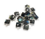 4 Pcs Labradorite Gemstone Connector, Sterling Silver Connectors, Wholesale Jewelry Findings for Jewelry Making, Jewelry Supplies, 17.5x11mm