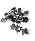 4 Pcs Labradorite Gemstone Connector, Sterling Silver Connectors, Wholesale Jewelry Findings for Jewelry Making, Jewelry Supplies, 17.5x11mm