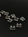 10Pcs Labradorite Gemstone Connector Charms, Sterling Silver Connectors, DIY Jewelry Making Supplies, 12.5x13.5mm