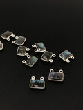 10Pcs Labradorite Gemstone Connector Charms, Sterling Silver Connectors, DIY Jewelry Making Supplies, 12.5x13.5mm