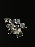 10Pcs Labradorite Gemstone Connector Charms, Sterling Silver Connectors, DIY Jewelry Making Supplies, 12.5x13.5mm