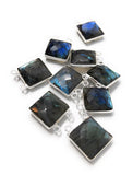 Labradorite Gemstone Connector, Sterling Silver Connectors, Wholesale Jewelry Findings for Jewelry Making, Jewelry Supplies, 17.5x13.5mm
