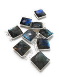 Labradorite Gemstone Connector, Sterling Silver Connectors, Wholesale Jewelry Findings for Jewelry Making, Jewelry Supplies, 17.5x13.5mm