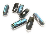 Labradorite Gemstone Charms, Sterling Silver Briolette Bar Charms , Wholesale Jewelry Findings, Jewelry Making, Jewelry Supplies, 31.75x10mm