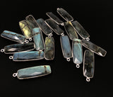Labradorite Gemstone Charms, Sterling Silver Briolette Bar Charms , Wholesale Jewelry Findings, Jewelry Making, Jewelry Supplies, 31.75x10mm