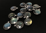 6 Pcs Labradorite Gemstone Charms, Sterling Silver Briolette Charms for Jewelry Making, DIY Jewelry Supplies, 19.5mmx16mm
