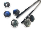6 Pcs Labradorite Gemstone Charms, Sterling Silver Briolette Charms for Jewelry Making, DIY Jewelry Supplies, 19.5mmx16mm