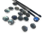 6 Pcs Labradorite Gemstone Charms, Sterling Silver Briolette Charms for Jewelry Making, DIY Jewelry Supplies, 19.5mmx16mm
