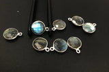 Labradorite Gemstone Charms, Sterling Silver Charms, DIY Jewelry Making Supplies, 15.5mmx12mm, 5Pcs
