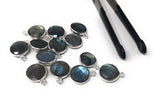 Labradorite Gemstone Charms, Sterling Silver Charms, DIY Jewelry Making Supplies, 15.5mmx12mm, 5Pcs