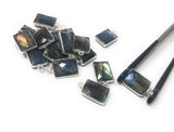 4 Pcs Labradorite Gemstone Charms, Sterling Silver Briolette Charms , Wholesale Jewelry Findings, Jewelry Making, Jewelry Supplies, 16x9mm