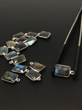 4 Pcs Labradorite Gemstone Charms, Sterling Silver Briolette Charms , Wholesale Jewelry Findings, Jewelry Making, Jewelry Supplies, 16x9mm