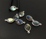 5 Pcs Labradorite Gemstone Charms, Sterling Silver Briolette Charms , Wholesale Jewelry Findings, Jewelry Making, Jewelry Supplies, 18x11mm