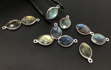 5 Pcs Labradorite Gemstone Charms, Sterling Silver Briolette Charms , Wholesale Jewelry Findings, Jewelry Making, Jewelry Supplies, 18x11mm