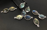 5 Pcs Labradorite Gemstone Charms, Sterling Silver Briolette Charms , Wholesale Jewelry Findings, Jewelry Making, Jewelry Supplies, 18x11mm