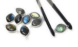 9 Pcs Labradorite Gemstone Sterling Silver Connectors, DIY Jewelry Making Connector Charms, 22x11mm