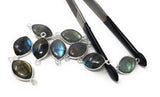 9 Pcs Labradorite Gemstone Sterling Silver Connectors, DIY Jewelry Making Connector Charms, 22x11mm