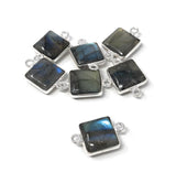 7 Pcs Labradorite Gemstone Sterling Silver Connectors, Wholesale Jewelry Findings for Jewelry Making, Briolette Connectors, 17.5x11mm