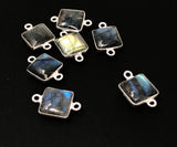 7 Pcs Labradorite Gemstone Sterling Silver Connectors, Wholesale Jewelry Findings for Jewelry Making, Briolette Connectors, 17.5x11mm