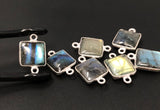 7 Pcs Labradorite Gemstone Sterling Silver Connectors, Wholesale Jewelry Findings for Jewelry Making, Briolette Connectors, 17.5x11mm