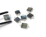 7 Pcs Labradorite Gemstone Sterling Silver Connectors, Wholesale Jewelry Findings for Jewelry Making, Briolette Connectors, 17.5x11mm