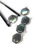 5Pcs Labradorite Gemstone Connector, Sterling Silver Connector Charms for Jewelry Making, 23x15mm