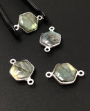 4 Pcs Labradorite Gemstone Sterling Silver Connectors, Wholesale Jewelry Findings for Jewelry Making, Briolette Connectors, 19.5x12mm
