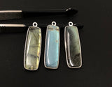 3 Pcs Labradorite Gemstone Charms, Sterling Silver Bar Charms, Wholesale Jewelry Findings for Jewelry Making, Briolette Charms, 31.75x10.5mm