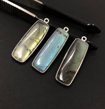 3 Pcs Labradorite Gemstone Charms, Sterling Silver Bar Charms, Wholesale Jewelry Findings for Jewelry Making, Briolette Charms, 31.75x10.5mm