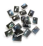 13 Pcs Labradorite Gemstone Charms, Sterling Silver Briolette Charms , Wholesale Jewelry Findings, Jewelry Making, Jewelry Supplies, 17x10mm
