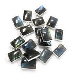13 Pcs Labradorite Gemstone Charms, Sterling Silver Briolette Charms , Wholesale Jewelry Findings, Jewelry Making, Jewelry Supplies, 17x10mm