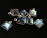 7 Pcs Labradorite Gemstone Charms, Sterling Silver Briolette Charms, Wholesale Jewelry Findings, Jewelry Making, Jewelry Supplies, 14.5x11mm
