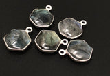 5 Pcs Labradorite Gemstone Charms, Sterling Silver Charms , Wholesale Jewelry Findings, Jewelry Making, Jewelry Supplies, 19.5x15.5mm