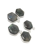 5 Pcs Labradorite Gemstone Charms, Sterling Silver Charms , Wholesale Jewelry Findings, Jewelry Making, Jewelry Supplies, 19.5x15.5mm