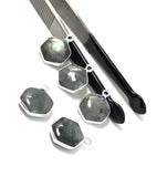 5 Pcs Labradorite Gemstone Charms, Sterling Silver Charms , Wholesale Jewelry Findings, Jewelry Making, Jewelry Supplies, 19.5x15.5mm